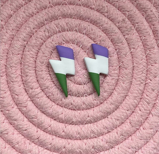 Genderqueer Lightning - NZ Polymer Clay Earrings