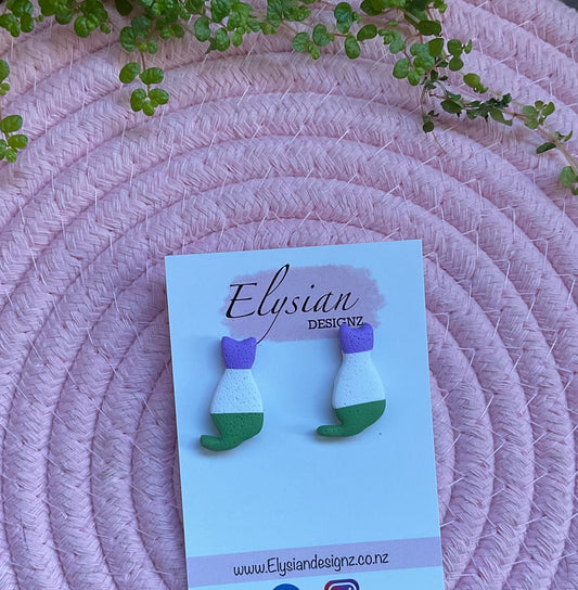 Genderqueer Kitties - NZ Polymer Clay Earrings
