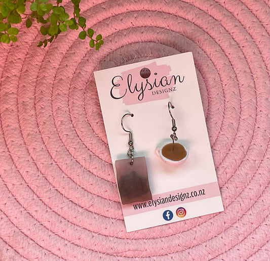 Tea Bag Dangle Earrings | Handmade Polymer Clay NZ