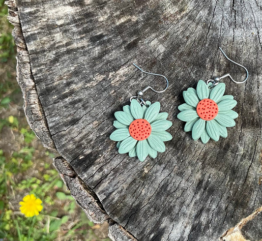 Ember Daisies – Polymer Clay Earrings NZ