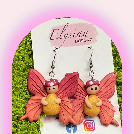Mushroom Cap Fairies - NZ Polymer Clay Earrings