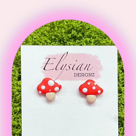 Simple Mushroom Studs - NZ Polymer Clay Earrings