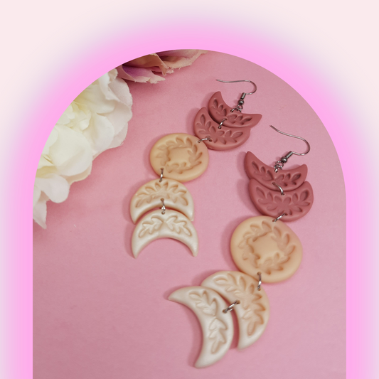 Moon Drops - Blush - NZ Polymer Clay Earrings