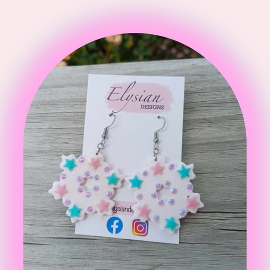 Sparkly Snowflakes -  NZ Polymer Clay Earrings