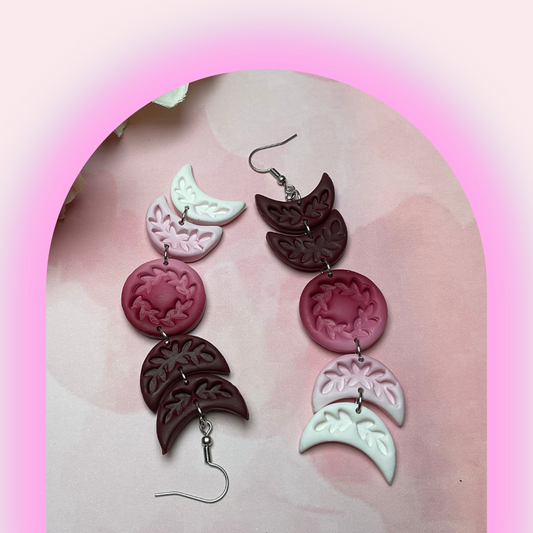 Moon Drops - Twilight Blossom - NZ Polymer Clay Earrings