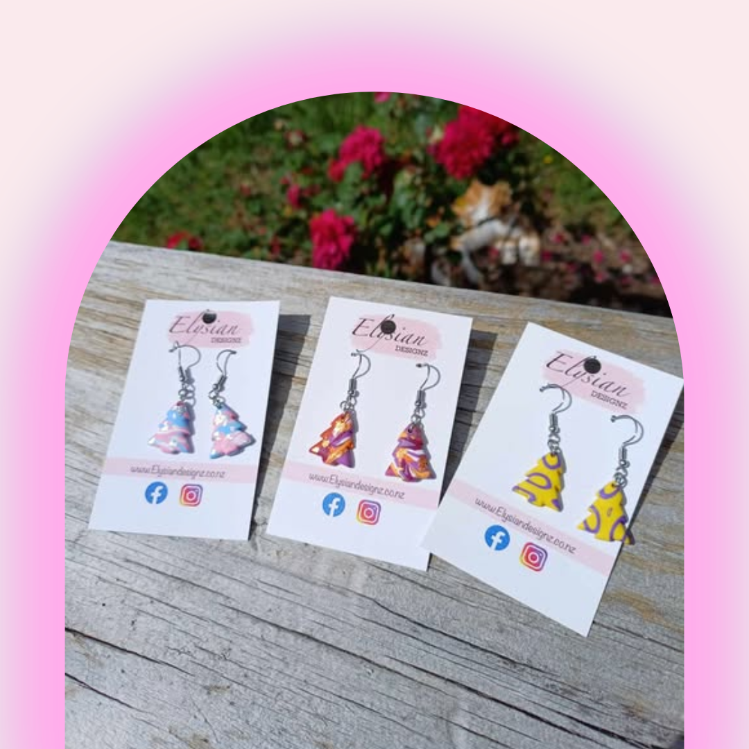 Pride Christmas Trees - NZ Polymer Clay Earrings