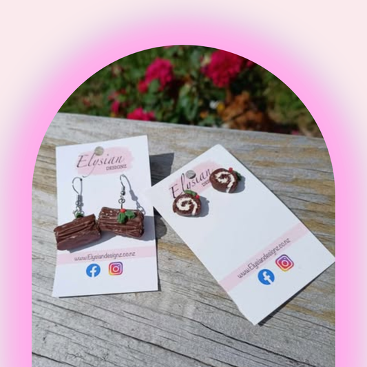 Chocolate Logs – NZ Polymer Clay Earrings