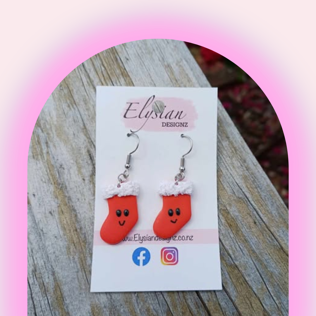 Christmas Stockings – NZ Polymer Clay Earrings