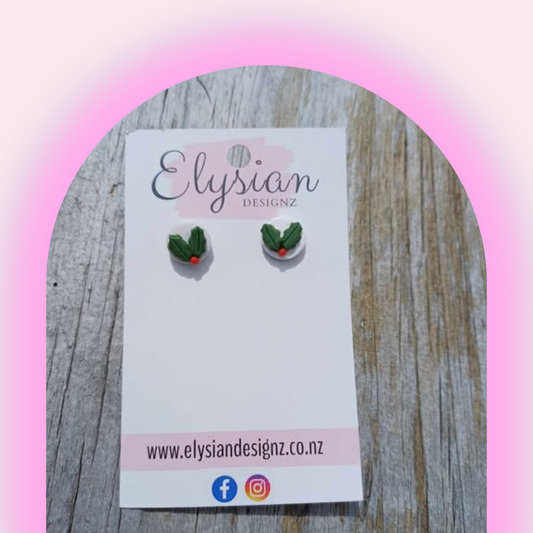 Holly Earrings – NZ Polymer Clay Earrings