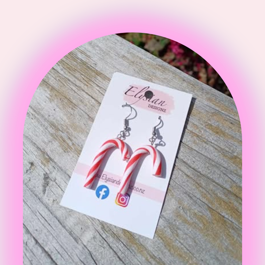 Candy Cane Danglies – NZ Polymer Clay Earrings
