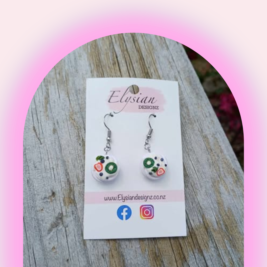 Mini Pavlova Danglies – NZ Polymer Clay Earrings