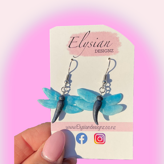 Blue Dragonflies - NZ Polymer Clay Earrings