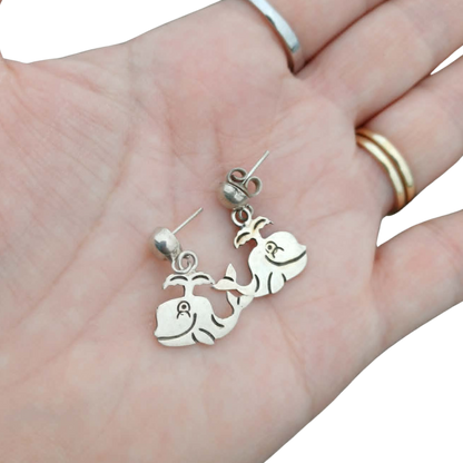 Sterling Silver Whale Dangle Earrings | ElysianDesignz
