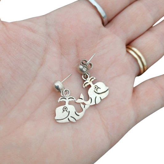 Sterling Silver Whale Dangle Earrings | ElysianDesignz