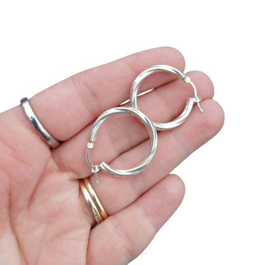 Sterling Silver Hollow Hoop Earrings | ElysianDesignz