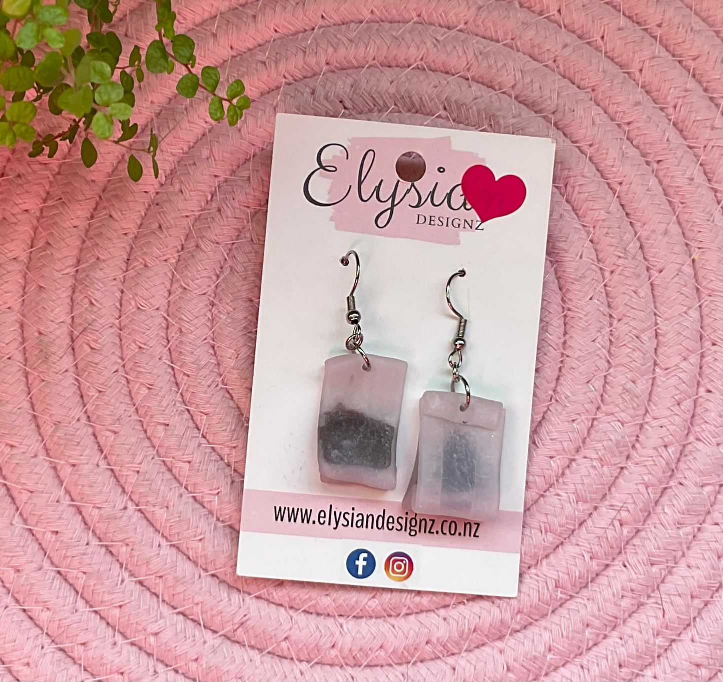 Tea Bag Dangle Earrings | Handmade Polymer Clay NZ