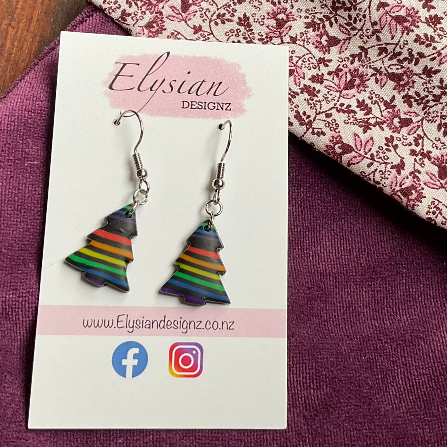 Pride Christmas Trees - NZ Polymer Clay Earrings