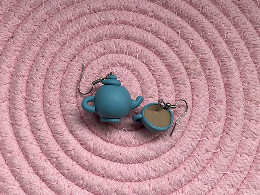 Tea Pot and Cup Danglies – NZ Polymer Clay Earrings