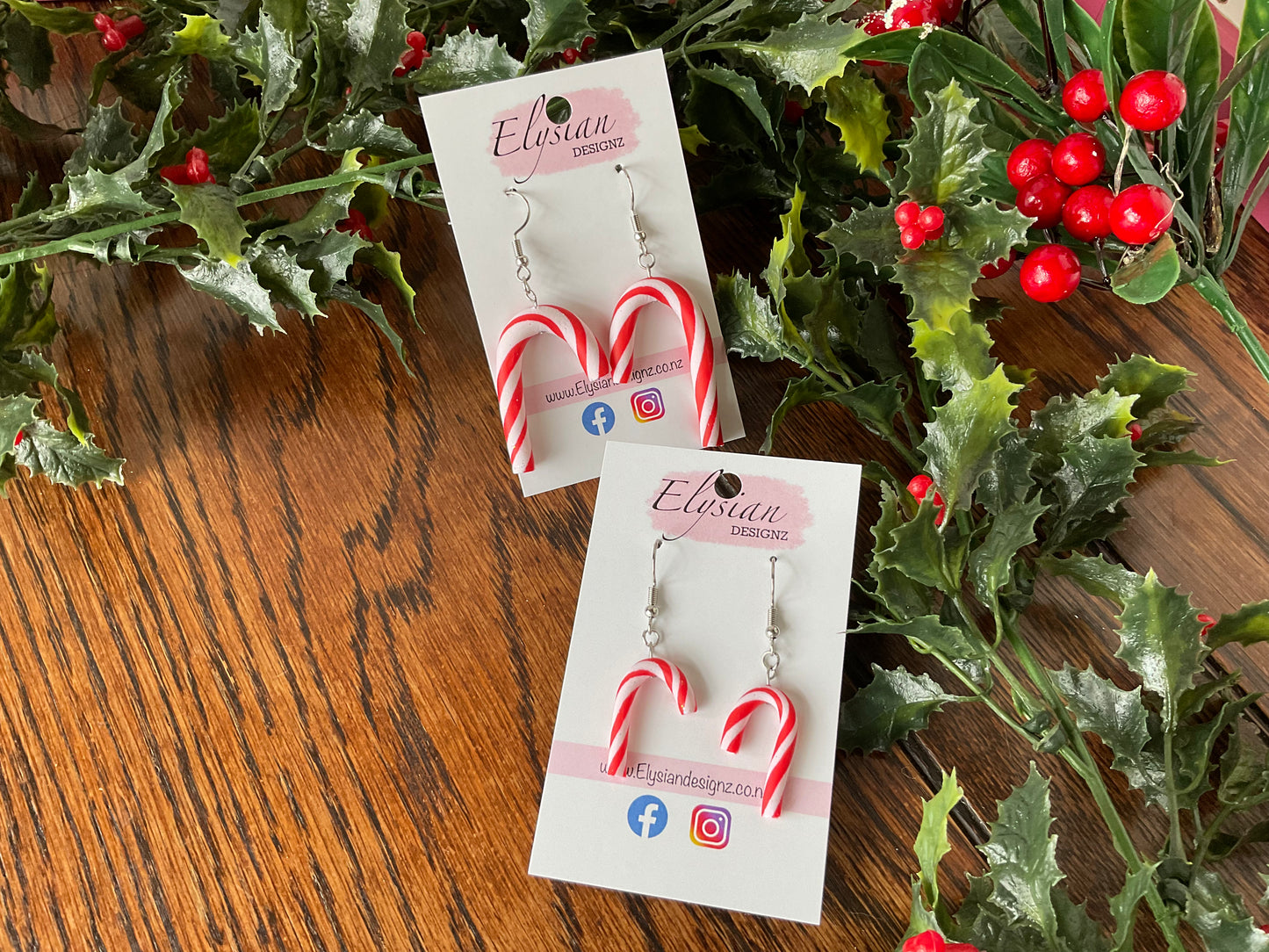 Candy Cane Danglies – NZ Polymer Clay Earrings