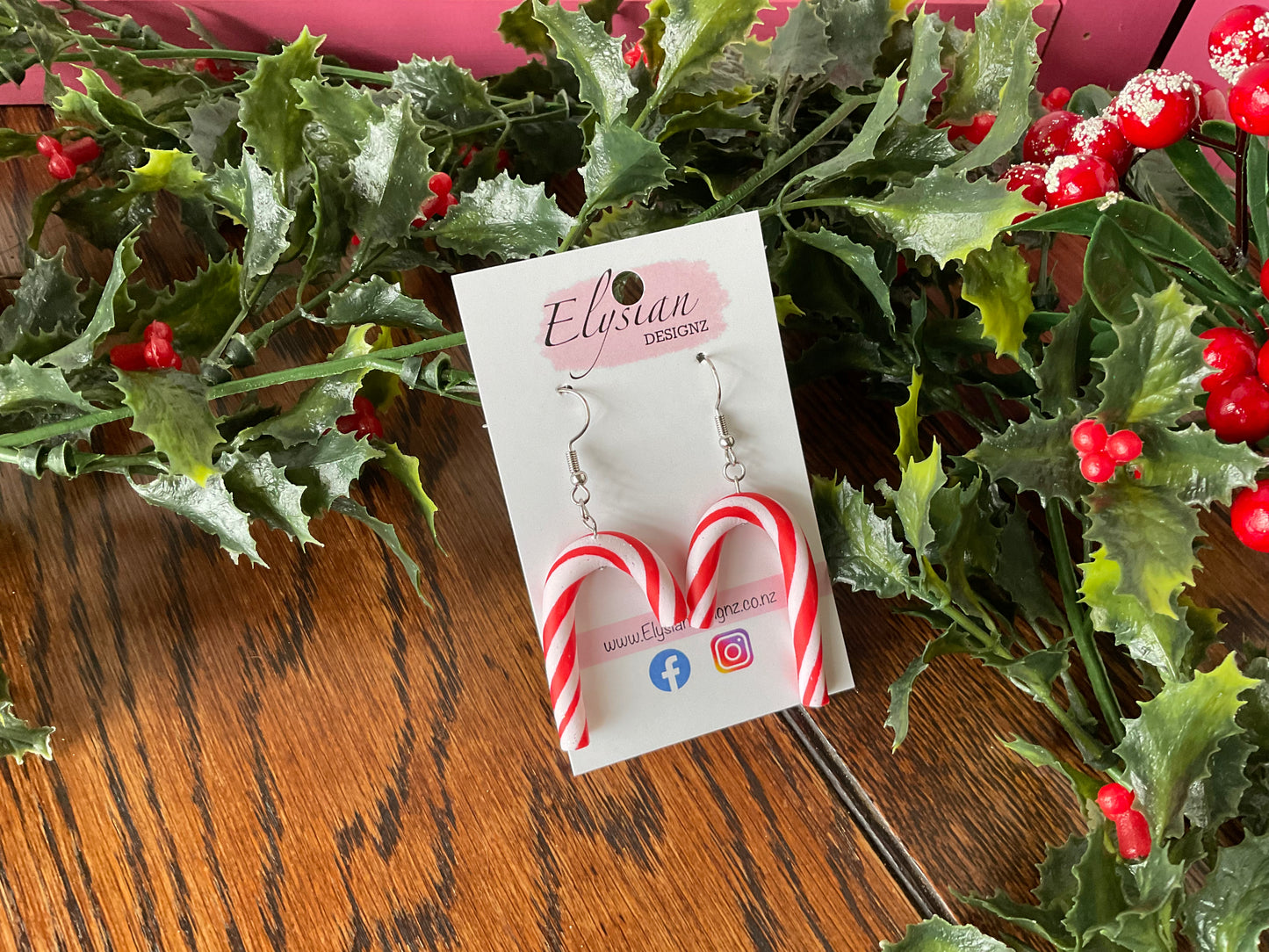 Candy Cane Danglies – NZ Polymer Clay Earrings