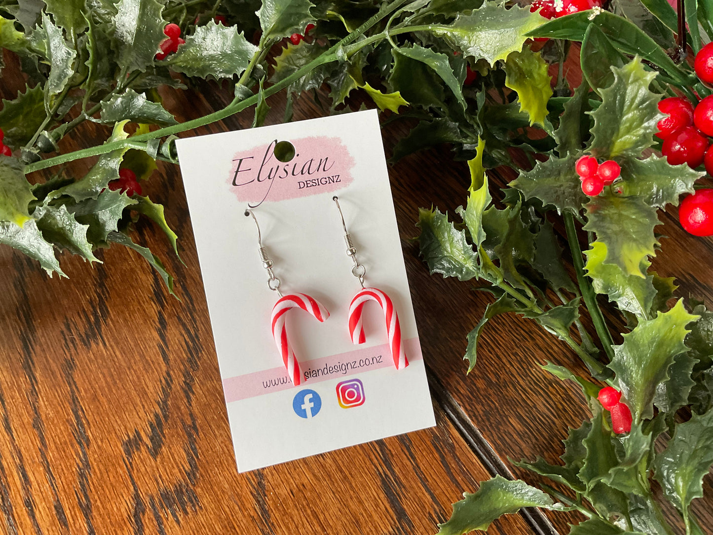 Candy Cane Danglies – NZ Polymer Clay Earrings