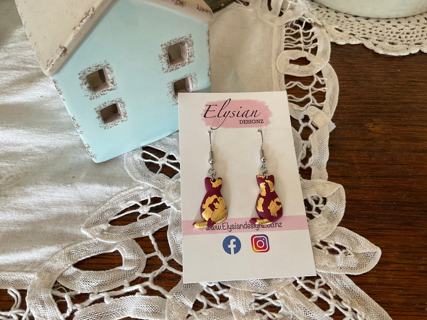 Kitty Danglies – NZ Polymer Clay Earrings