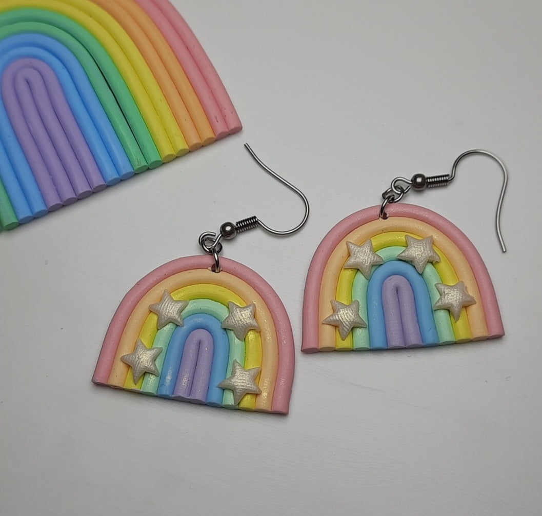 Rainbow Danglies - NZ Polymer Clay Earrings
