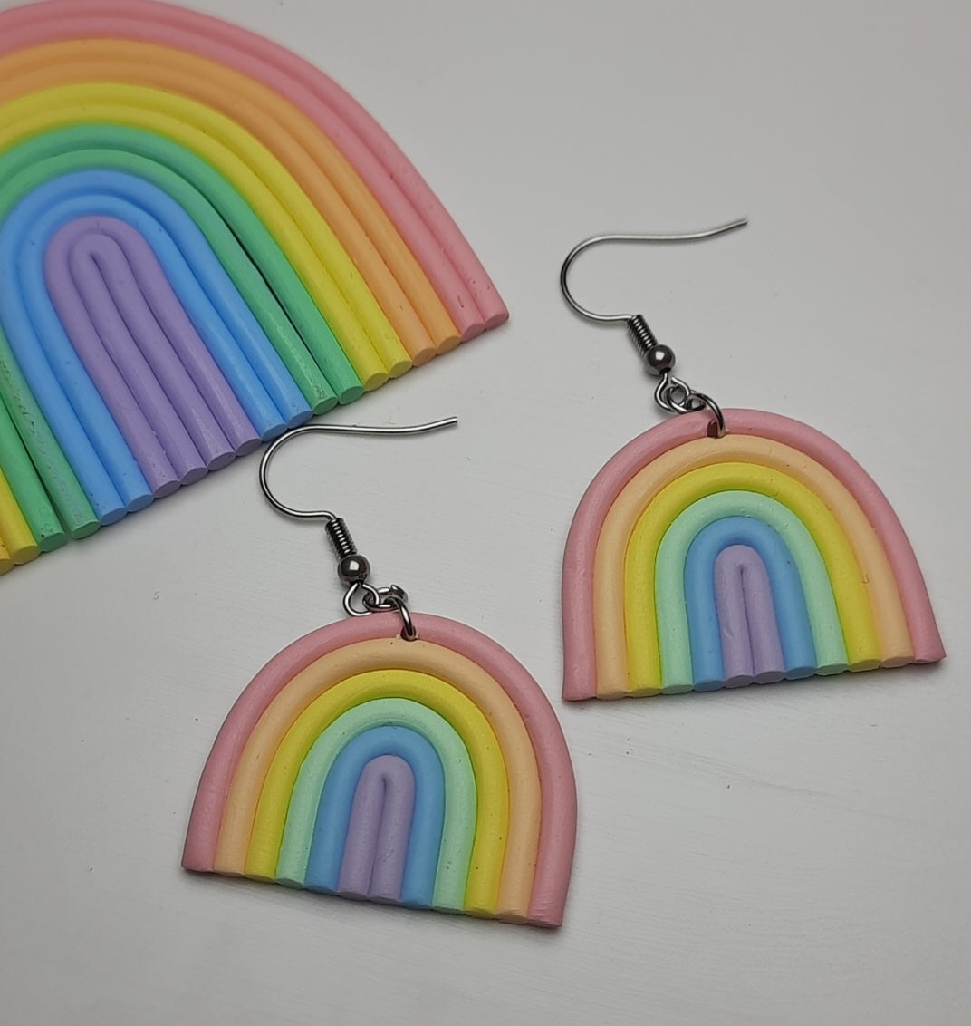 Rainbow Danglies - NZ Polymer Clay Earrings