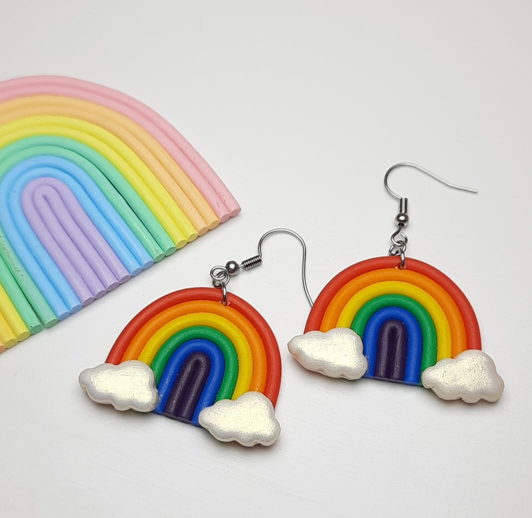 Rainbow Danglies - NZ Polymer Clay Earrings