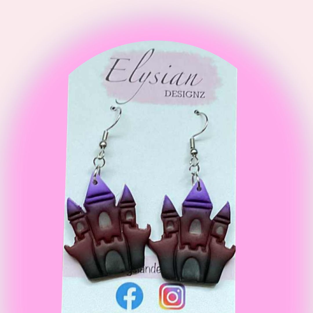 Haunted House Danglies – NZ Polymer Clay Earrings