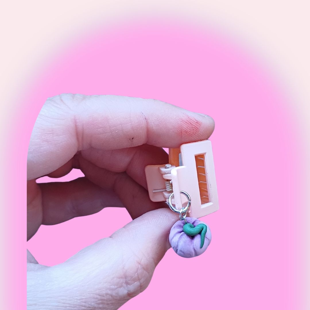 Pumpkin Hair Clip Set of 2 - Pale Purple