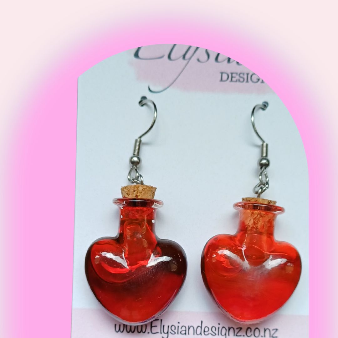 Hearts of Blood Danglies - NZ Polymer Clay Earrings