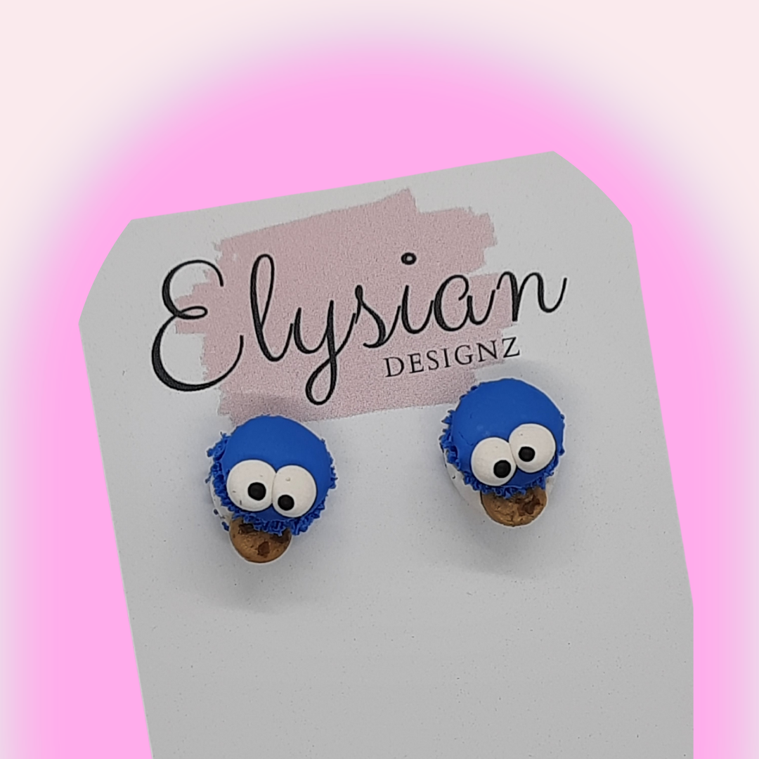Cookie Monster Macarons – NZ Polymer Clay Earrings