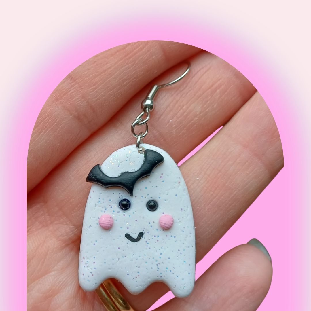 Bat Headband Ghostie - NZ Polymer Clay Earrings