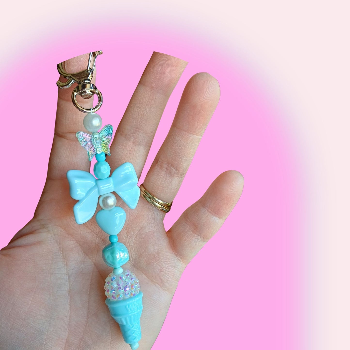 Blue Icecream Skies Keyring - Handmade In New Zealand