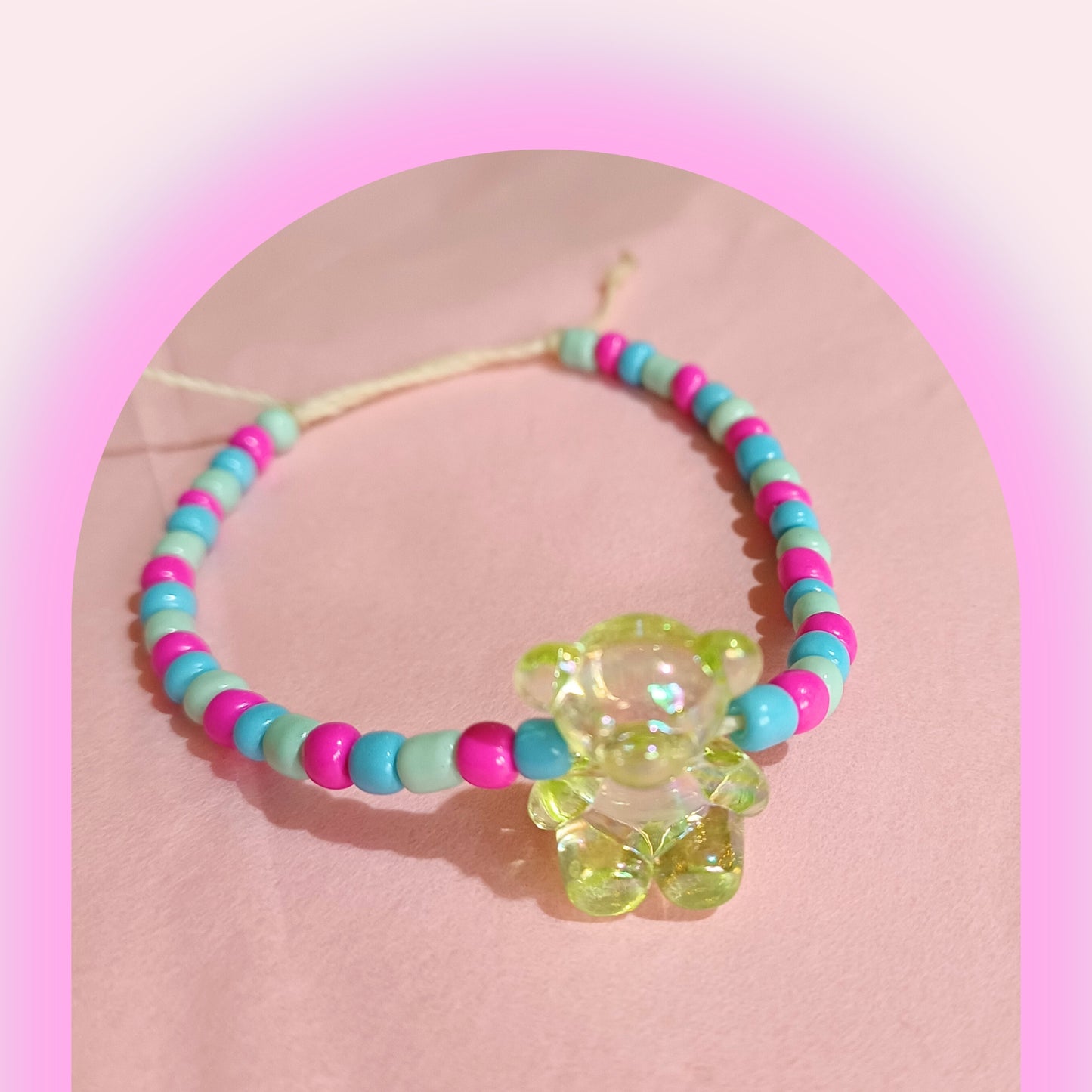 Pastel Beaded Bracelet - Raspberry Skies  - NZ Made