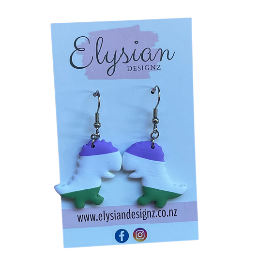 Genderqueer Dinobaby Dangle Earrings | Handmade Polymer Clay NZ