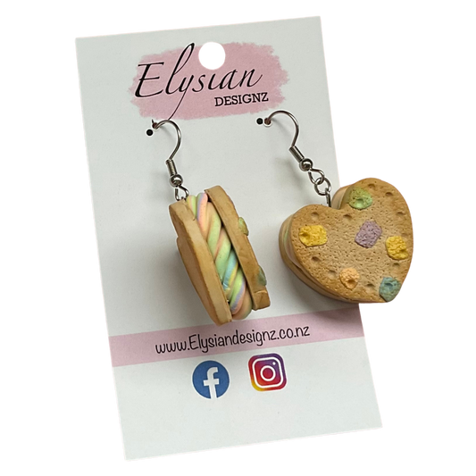 Sweetheart Cookie Dangle Earrings | Handmade Polymer Clay