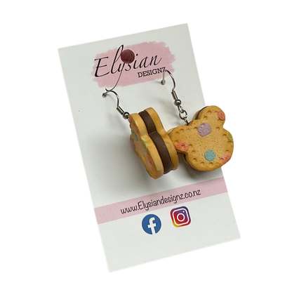 Teddy Bear Cookie Dangle Earrings | Handmade Polymer Clay