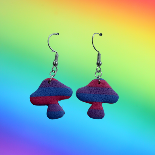 Bisexual Mushroom Danglies - NZ Polymer Clay Earrings