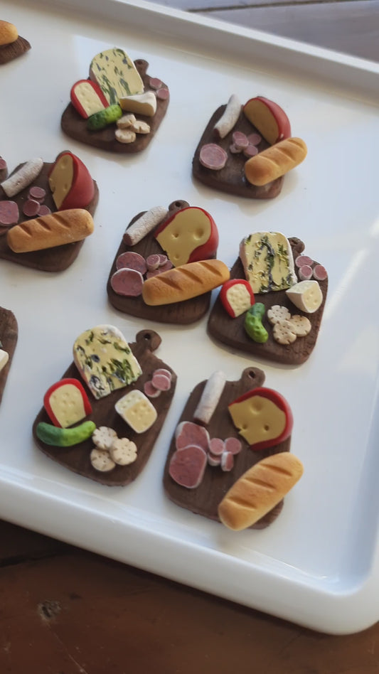 Miniature Cheese Board Danglies - Polymer Clay Earrings NZ