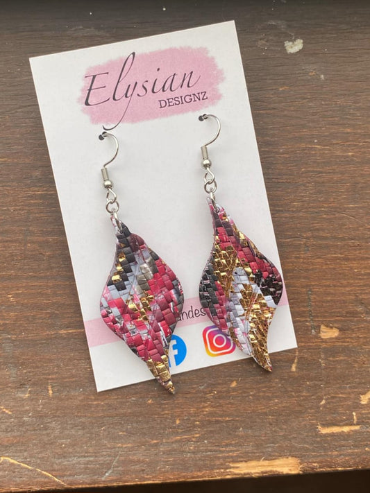 Crimson Weave Droplets – Polymer Clay Earrings NZ