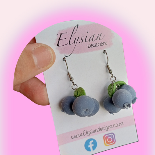 Blueberry Danglies - NZ Polymer Clay Earrings