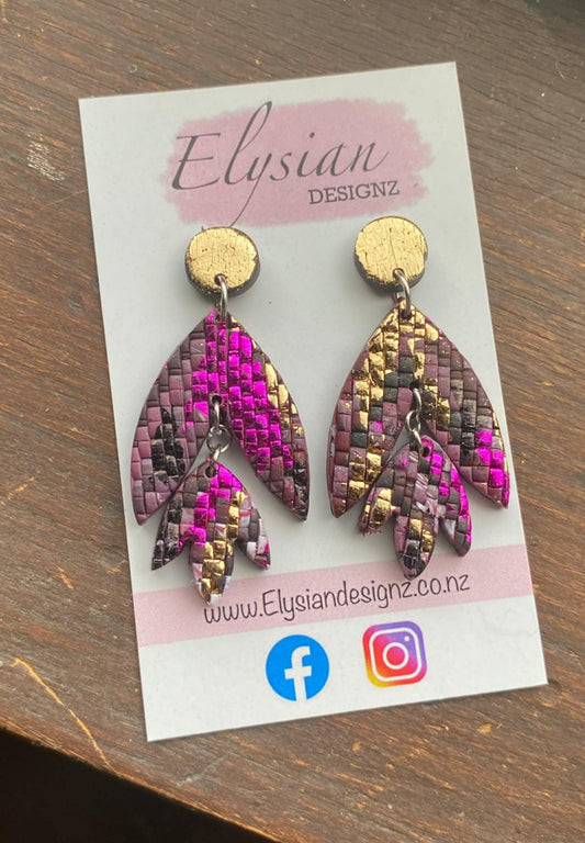 Bright Pink Weave Earrings – Polymer Clay Earrings NZ