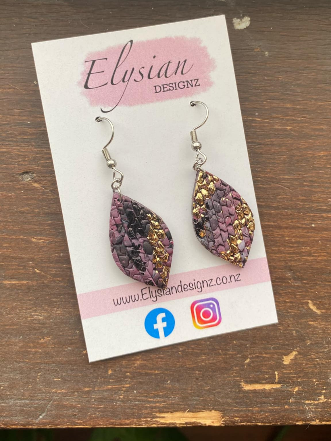 Mauve Weave Earrings – Polymer Clay Earrings NZ