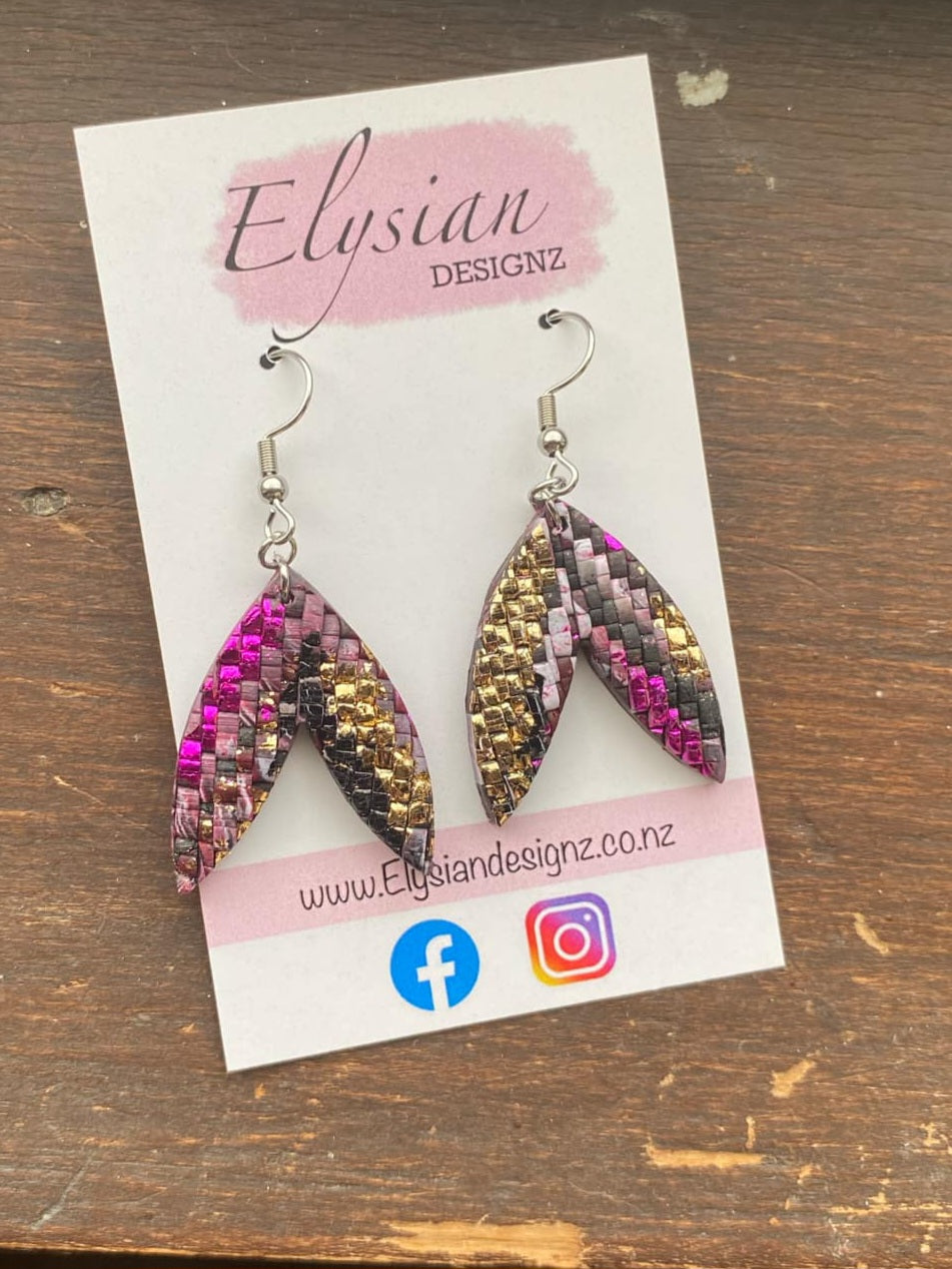 Bright Pink Weave Earrings – Polymer Clay Earrings NZ