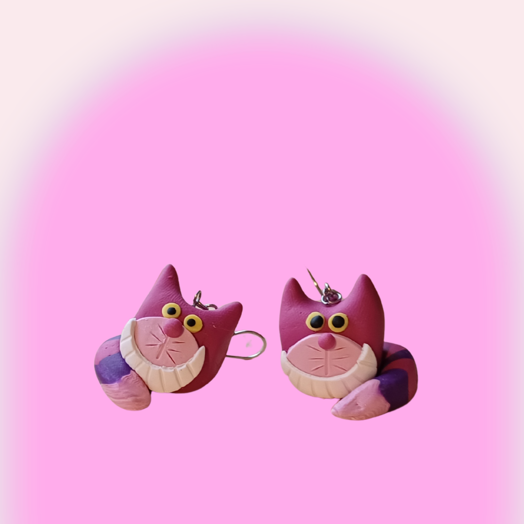 Cheshire Cat Inspired Earrings – NZ Polymer Clay Earrings