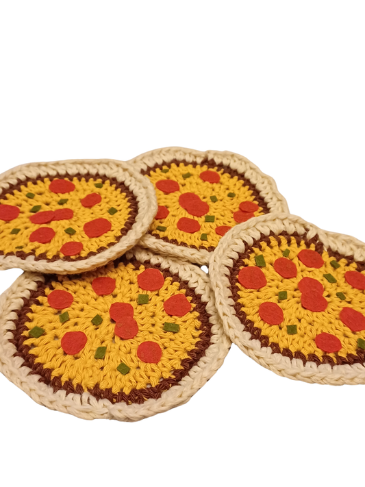 Crochet Pizza Coasters