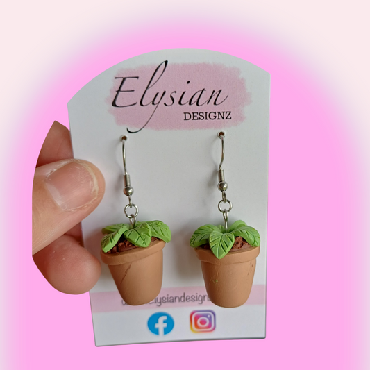 Plant Pot Danglies – NZ Polymer Clay Earrings