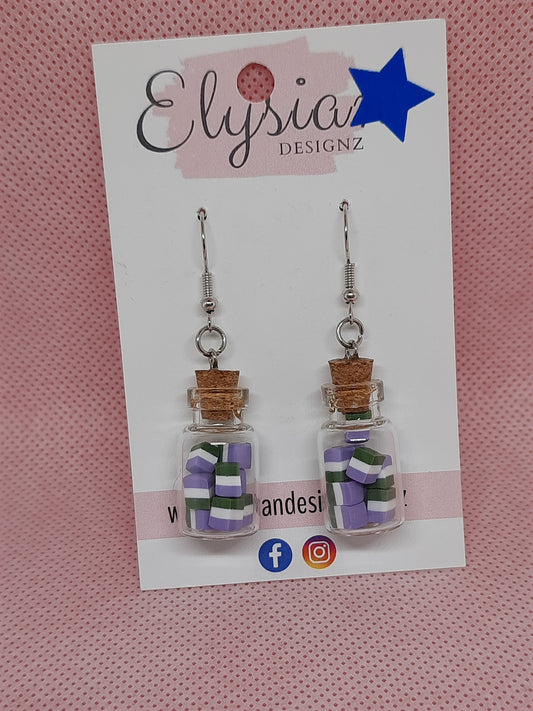 Genderqueer Licorice Bottles - NZ Polymer Clay Earrings